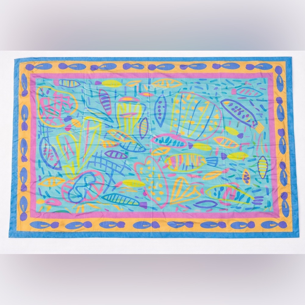 Vintage Ken Done Tropical Fish Cotton Scarf